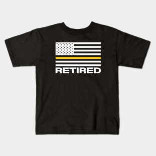 Retired Thin Gold Line Flag for Police Dispatchers and Sheriff 911 Operators Kids T-Shirt